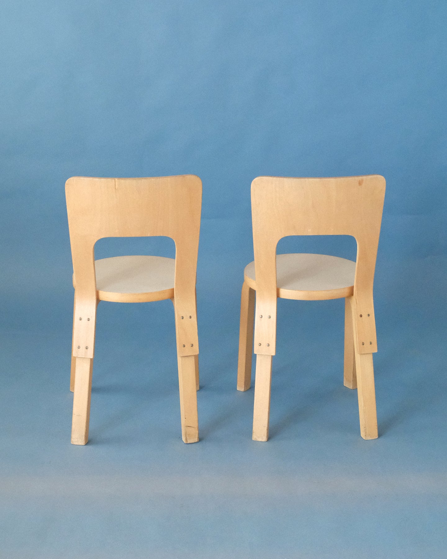 Chair 66 with beige seat, Alvar Aalto, Artek