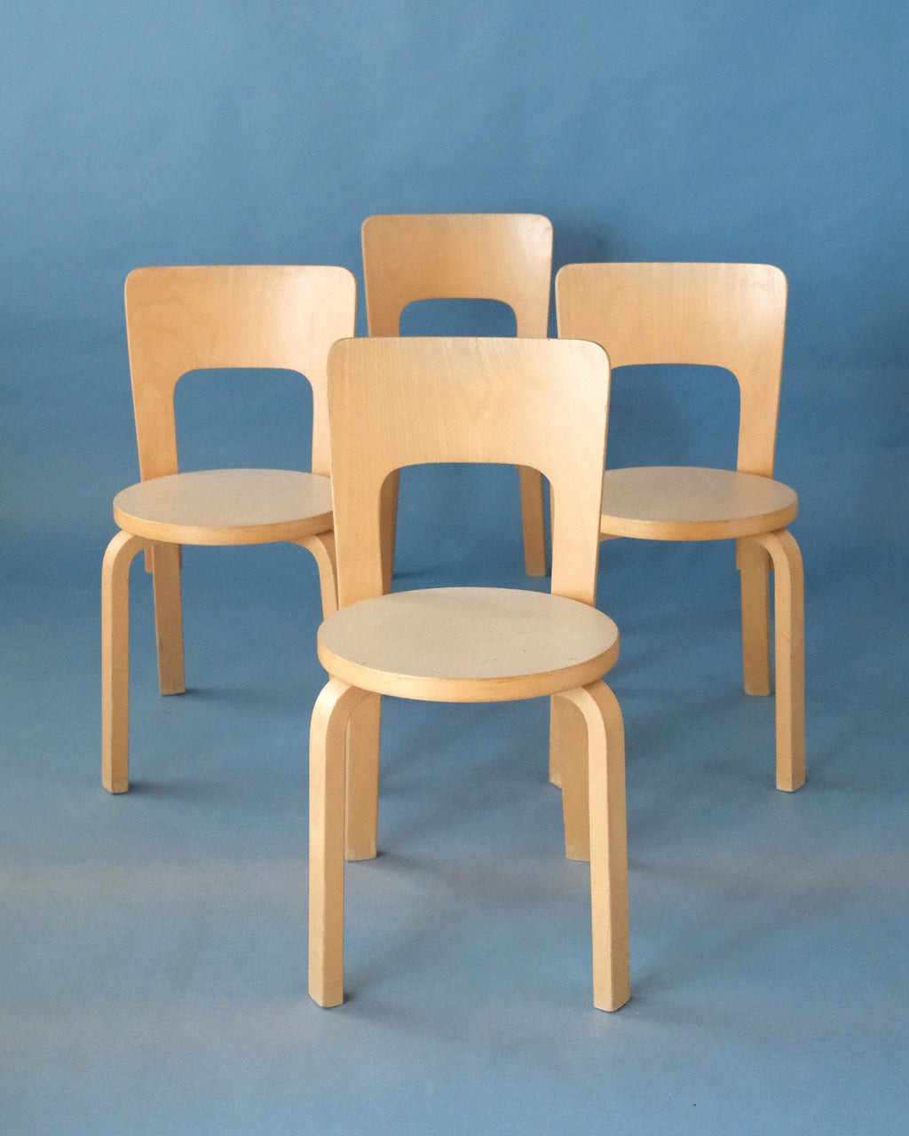 Chair 66 with beige seat, Alvar Aalto, Artek