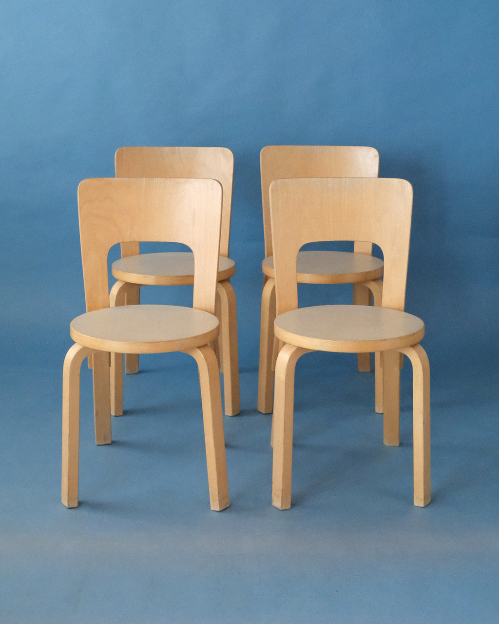 Chair 66 with beige seat, Alvar Aalto, Artek