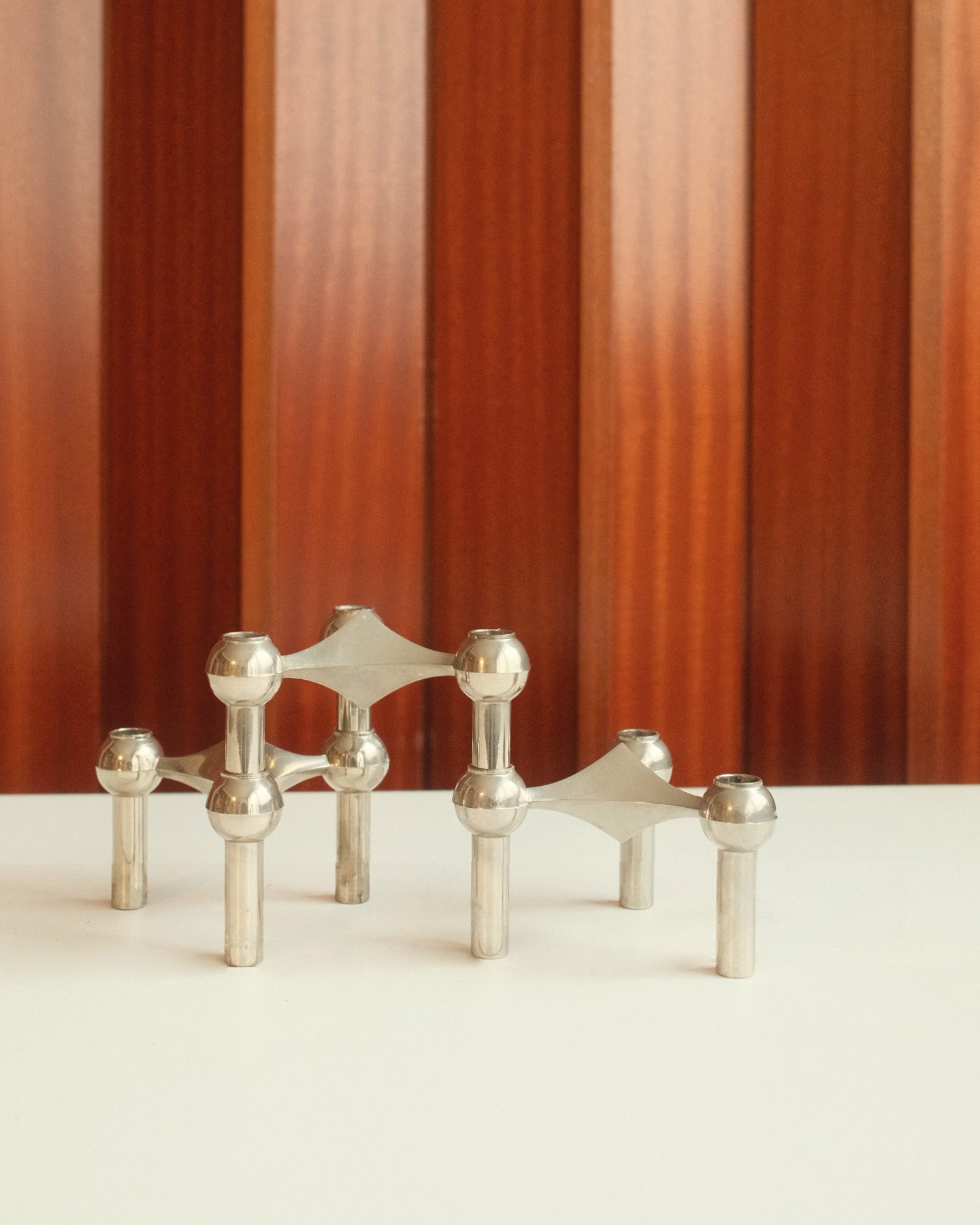 Modular Candle Holders in Chrome, Stoff Nagel