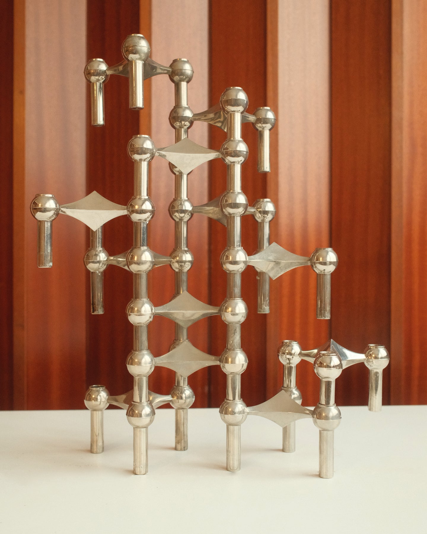 Modular Candle Holders in Chrome, Stoff Nagel