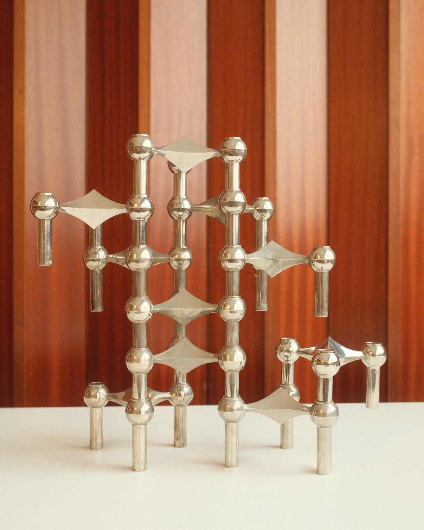 Modular Candle Holders in Chrome, Stoff Nagel