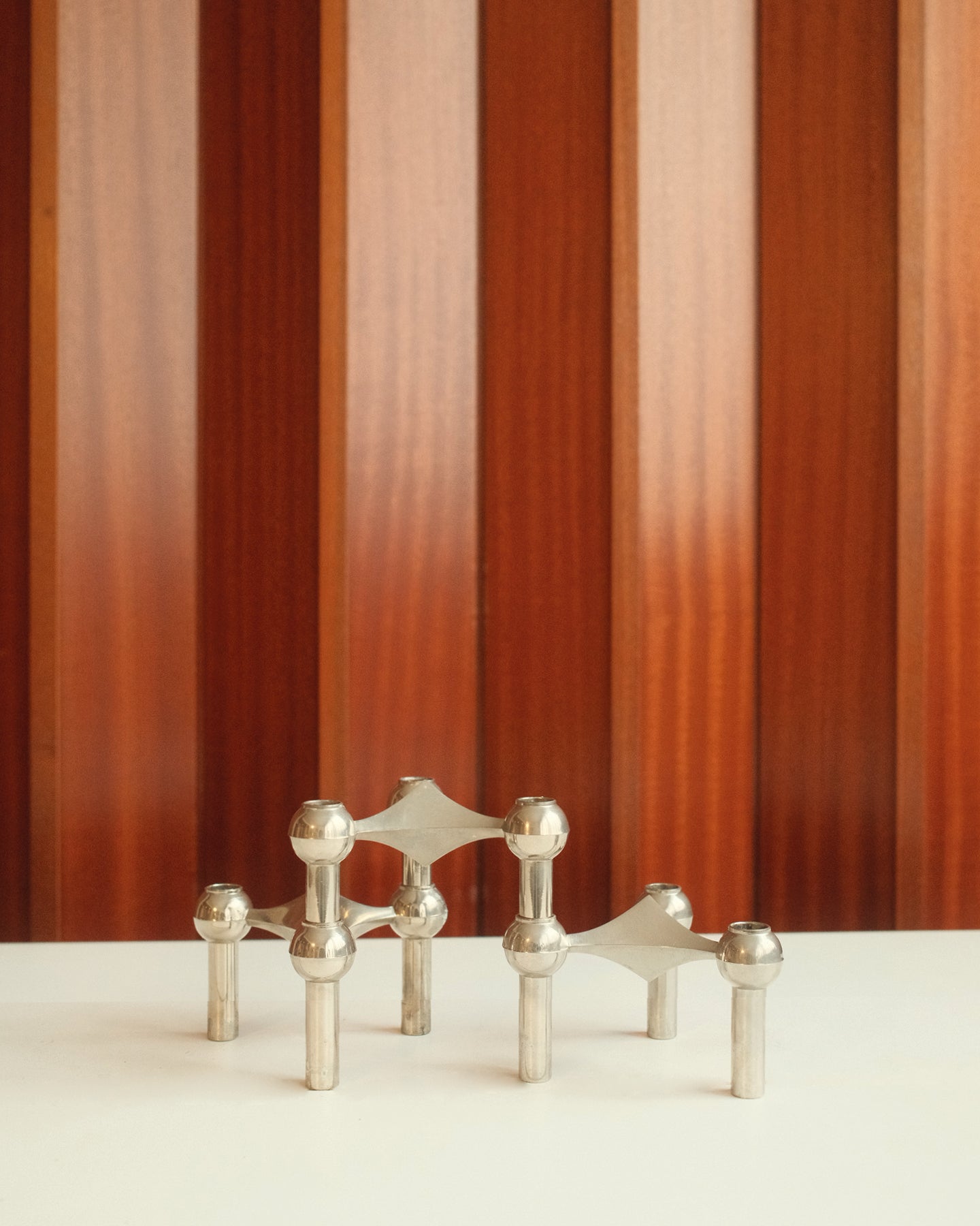 Modular Candle Holders in Chrome, Stoff Nagel