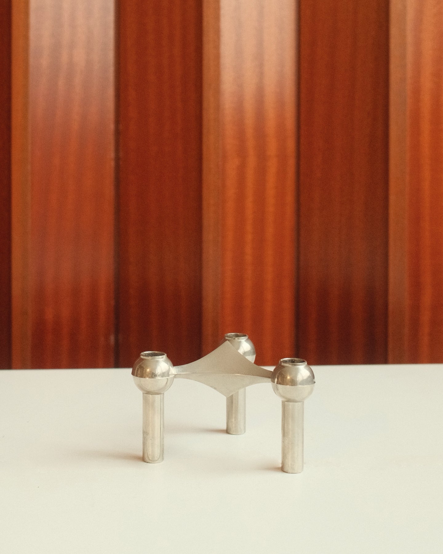 Modular Candle Holders in Chrome, Stoff Nagel