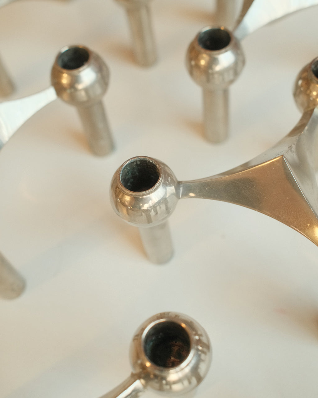 Modular Candle Holders in Chrome, Stoff Nagel