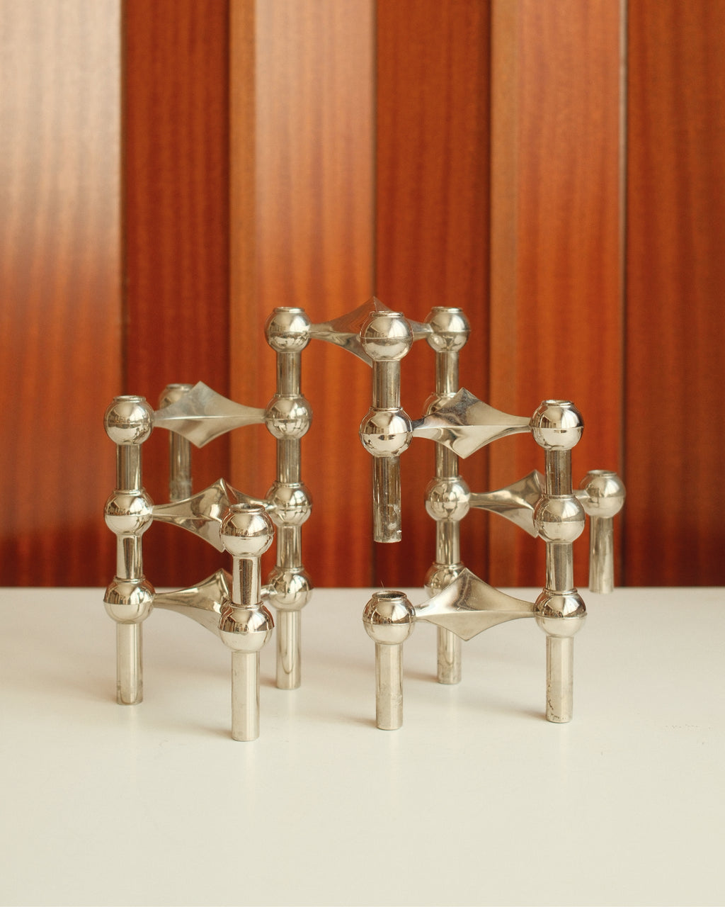 Modular Candle Holders in Chrome, Stoff Nagel