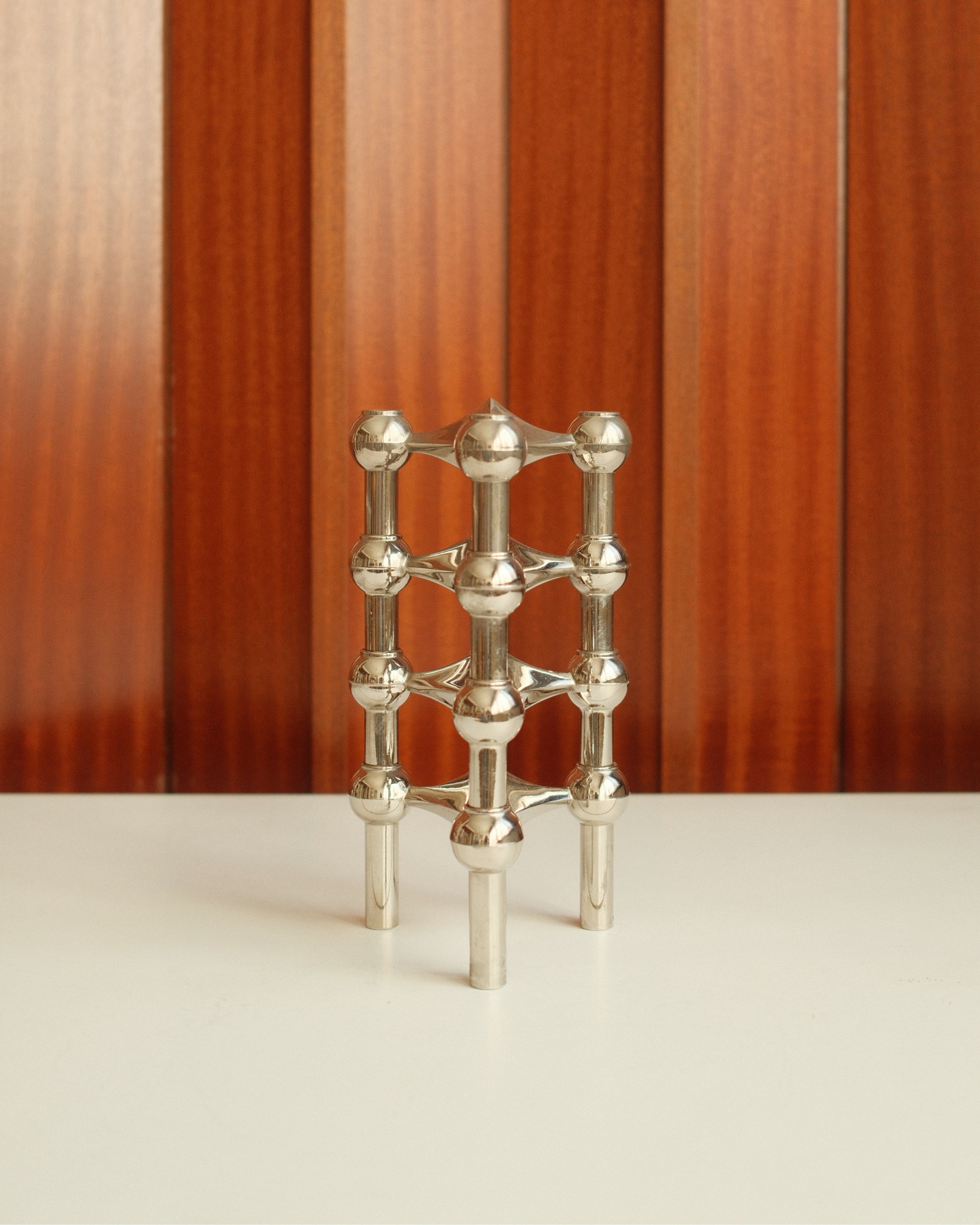 Modular Candle Holders in Chrome, Stoff Nagel