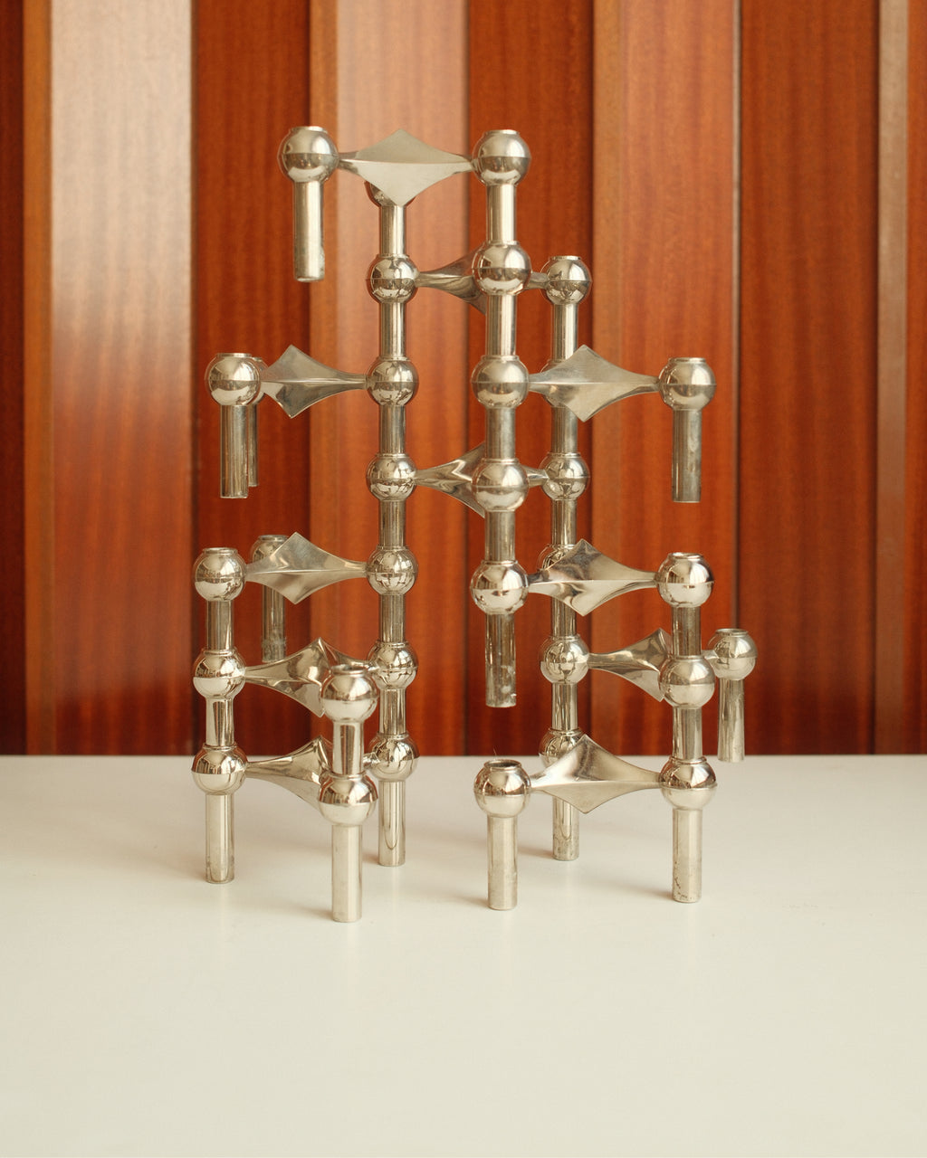 Modular Candle Holders in Chrome, Stoff Nagel