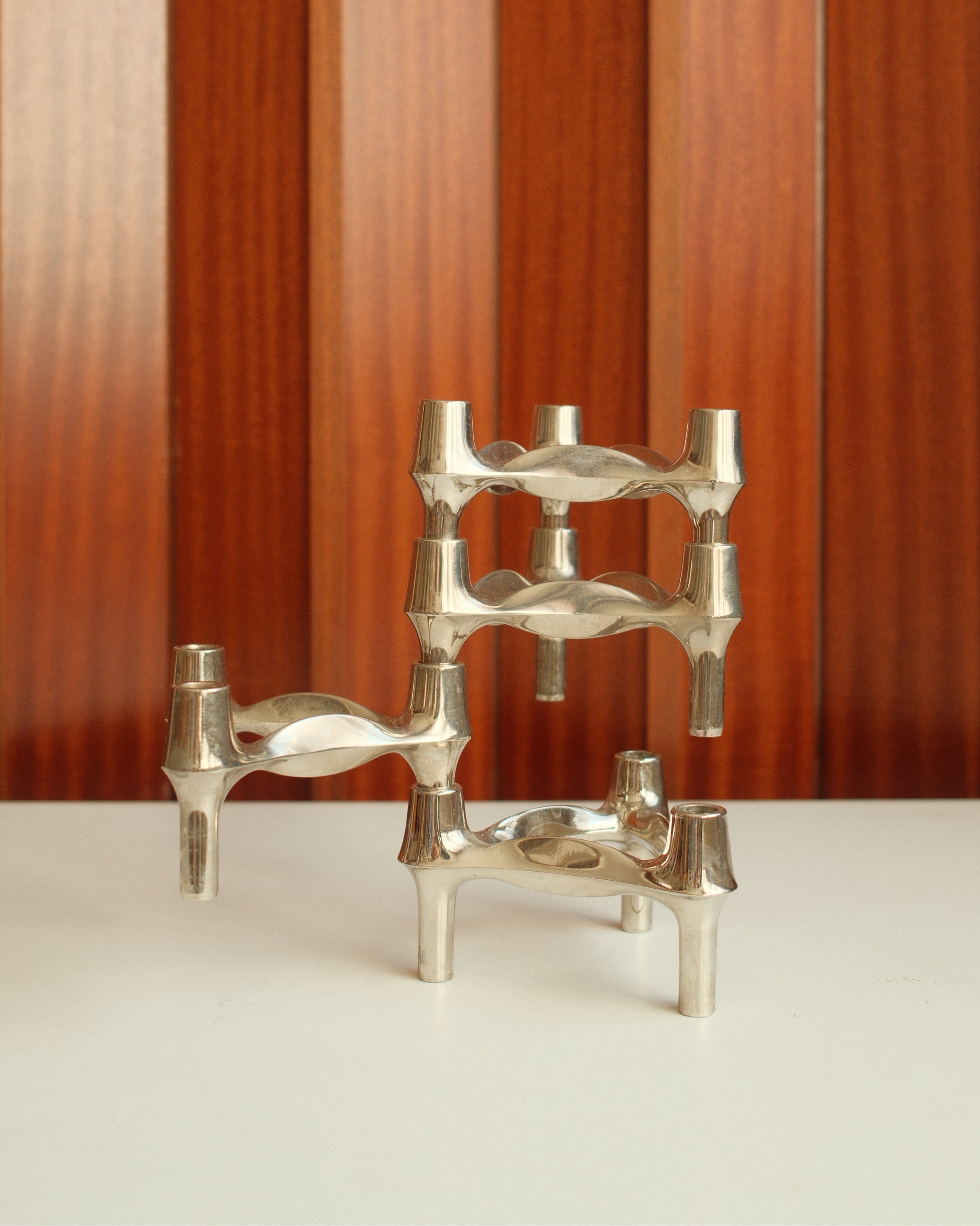 Modular Candle Holders in Chrome, Stoff Nagel/BMF