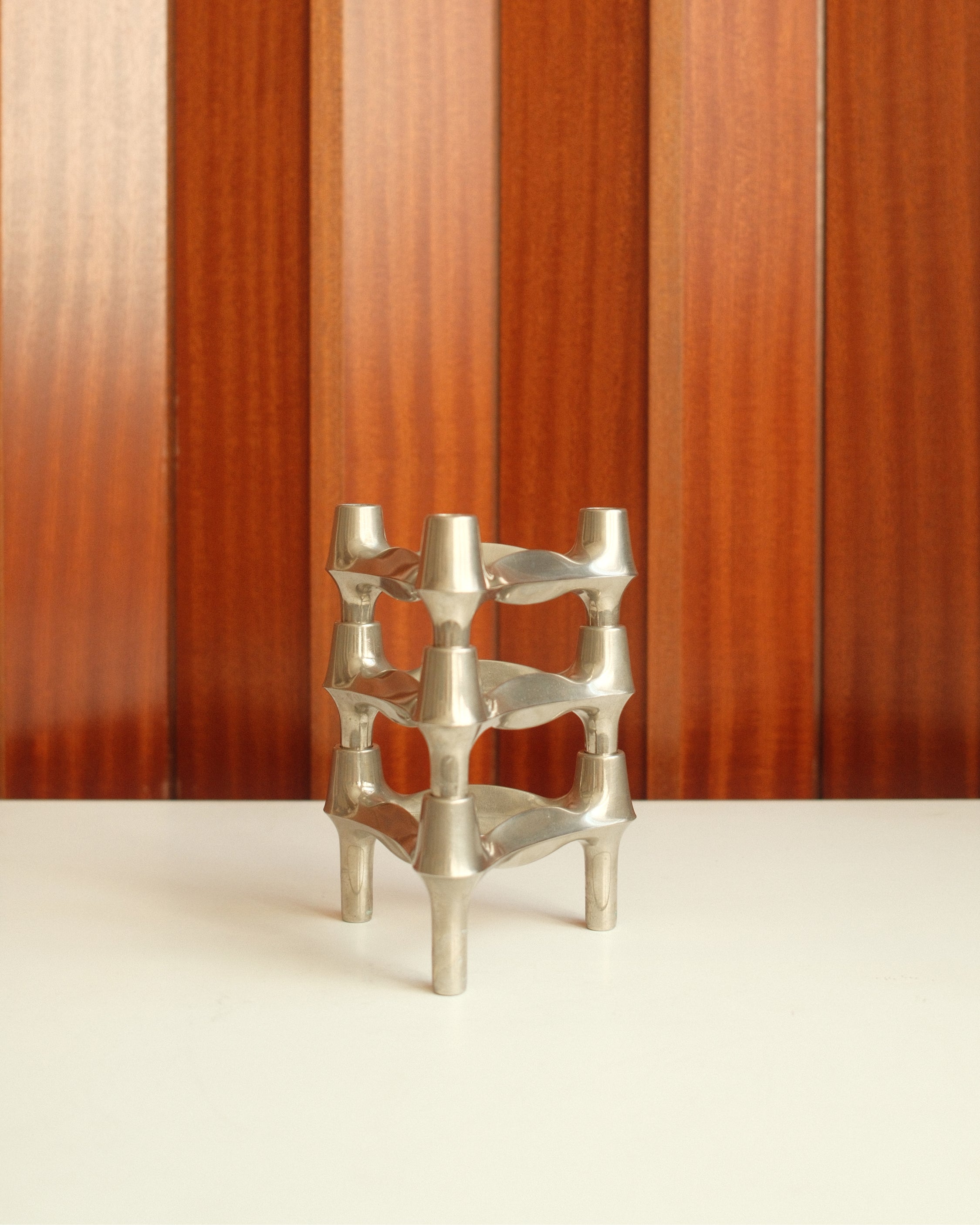 Modular Candle Holders in brushed Chrome, Stoff Nagel/BMF – Stile