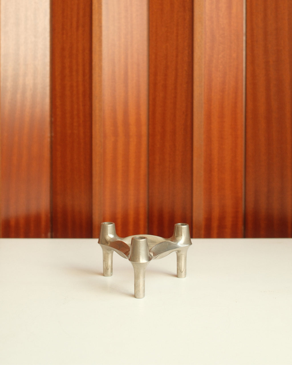 Modular Candle Holders in brushed Chrome, Stoff Nagel/BMF