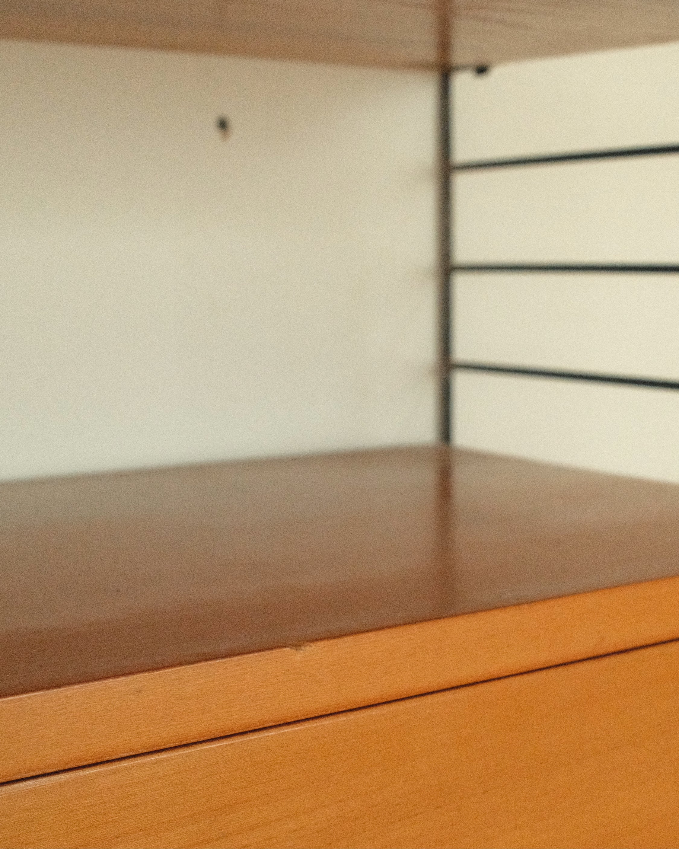 String Wall System, Veneer and Black Metal