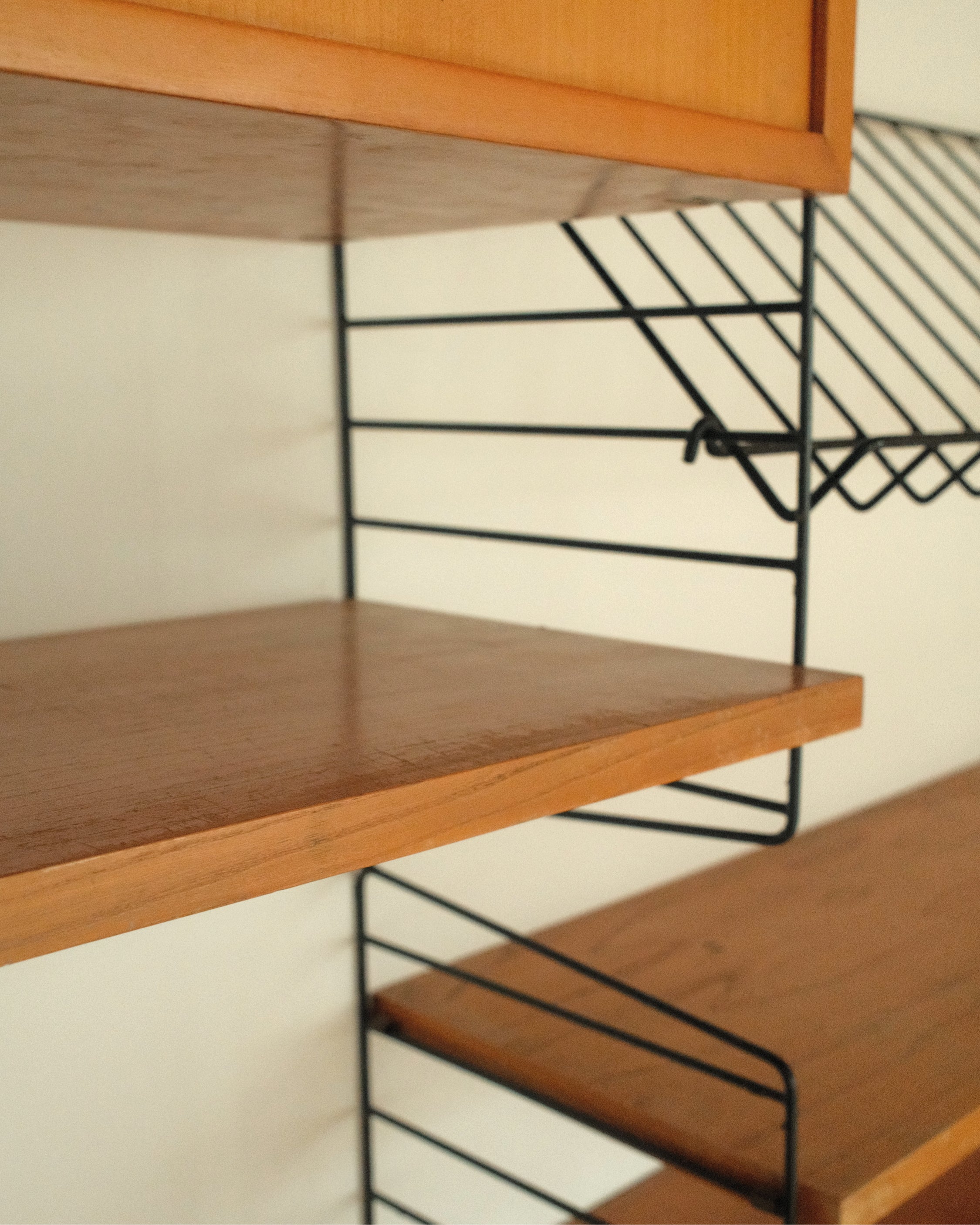 String Wall System, Veneer and Black Metal